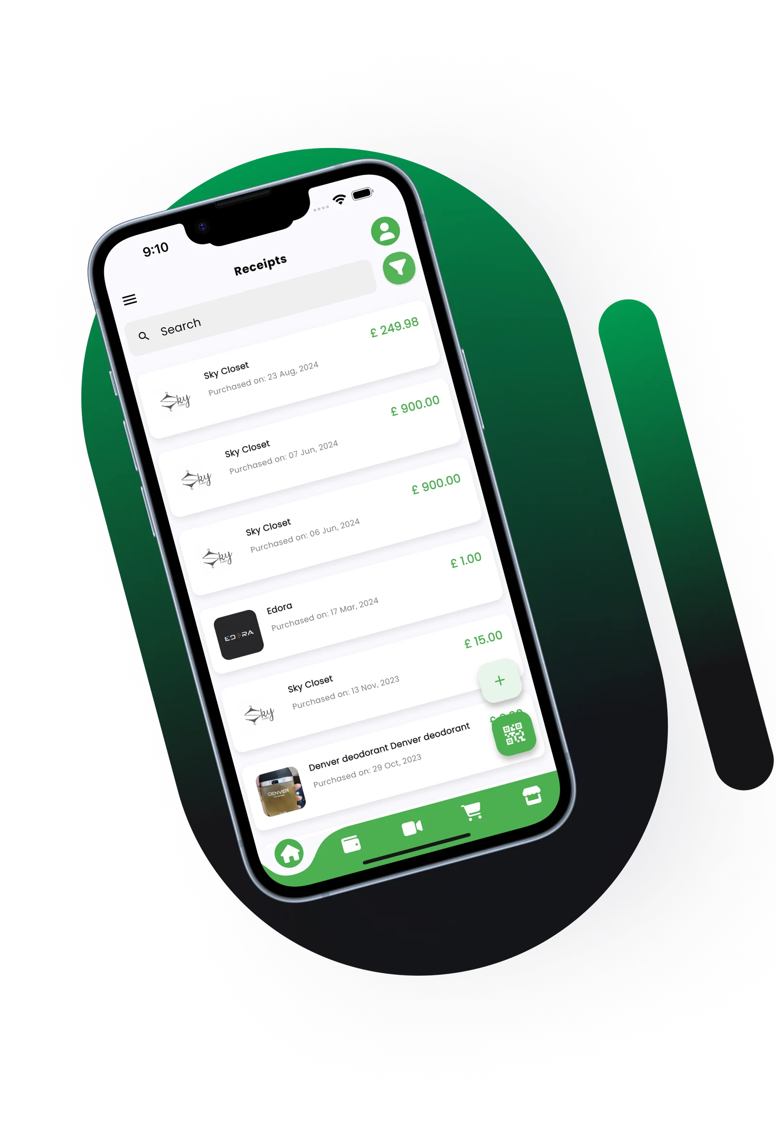 The Loyla app showing a digital receipt and loyalty points